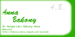 anna bakony business card